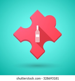Illustration of an isolated long shadow puzzle icon with a bottle of wine