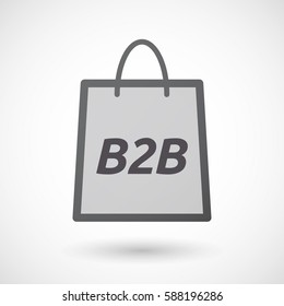 Illustration of an isolated  long shadow shopping bag with    the text B2B