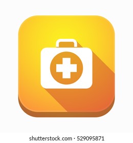 Illustration of an isolated long shadow square app button with  a first aid kit icon