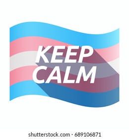 Illustration of an isolated long shadow transgender flag with    the text KEEP CALM