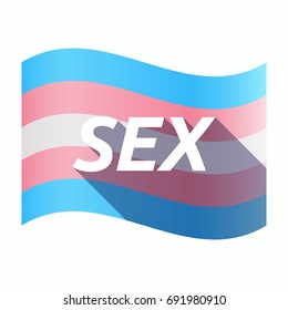 Illustration of an isolated long shadow transgender flag with    the text SEX