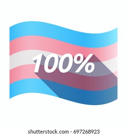 Illustration of an isolated long shadow transgender flag with    the text 100%