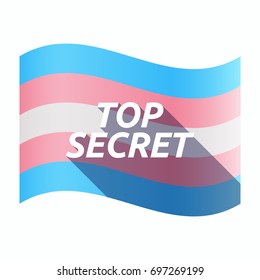 Illustration of an isolated long shadow transgender flag with    the text TOP SECRET