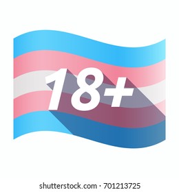 Illustration of an isolated long shadow transgender flag with    the text 18+