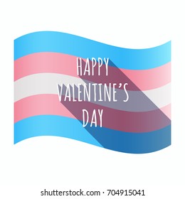 Illustration of an isolated long shadow transgender flag with    the text HAPPY VALENTINES DAY