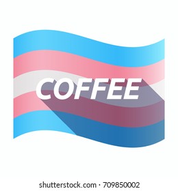 Illustration of an isolated long shadow transgender flag with    the text COFFEE