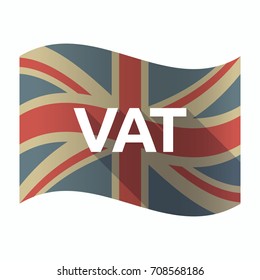 Illustration of a isolated long shadow United Kingdom flag with  the value added tax acronym VAT