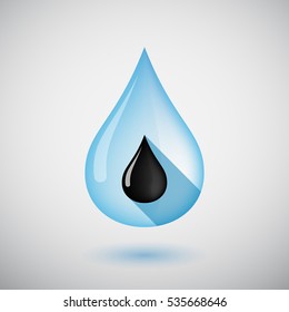 Illustration Of An Isolated Long Shadow  Water Drop With  An Oil Drop Icon