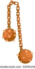 illustration of isolated mace hanging on chain on white background