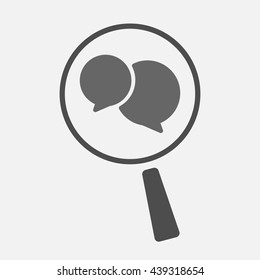 Illustration of an isolated magnifier icon with  comic balloons