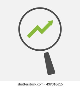 Illustration of an isolated magnifier icon with a graph
