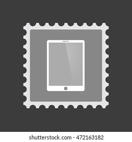 Illustration of an isolated  mail stamp icon with a tablet computer