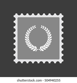 Illustration of an isolated mail stamp icon with  a laurel crown sign