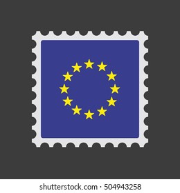 Illustration of an isolated mail stamp icon with  the EU flag stars