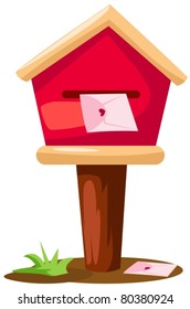 illustration of isolated mailbox with  letter on white background