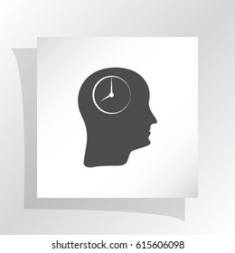 Illustration of an isolated male head silhouette icon with a wrist watch