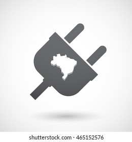 Illustration of an isolated male plug with  a map of Brazil