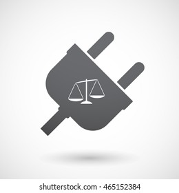 Illustration of an isolated male plug with  an unbalanced weight scale