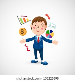 illustration of isolated man presentation chart business vector