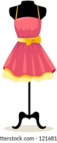 illustration of isolated mannequin with dress on white