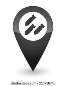Illustration of an isolated map mark with a bomb icon