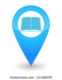 Illustration of an isolated map mark with a book icon
