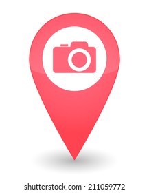 Illustration of an isolated map mark with a camera icon