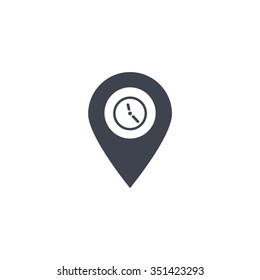 Illustration of an isolated map mark with a clock icon