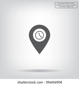 Illustration of an isolated map mark with a clock icon
