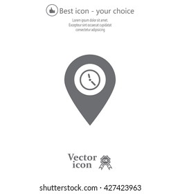 Illustration of an isolated map mark with a clock icon