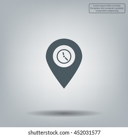 Illustration of an isolated map mark with a clock icon