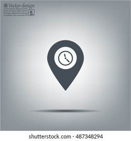 Illustration of an isolated map mark with a clock icon