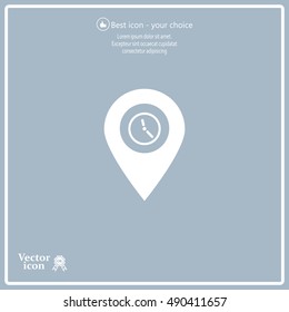 Illustration of an isolated map mark with a clock icon