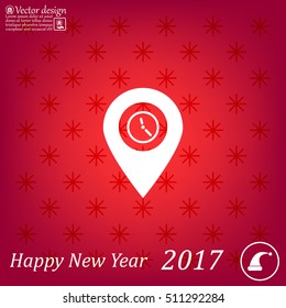 Illustration of an isolated map mark with a clock icon