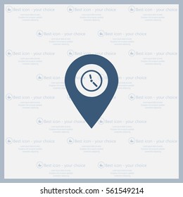 Illustration of an isolated map mark with a clock icon