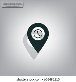 Illustration of an isolated map mark with a clock icon