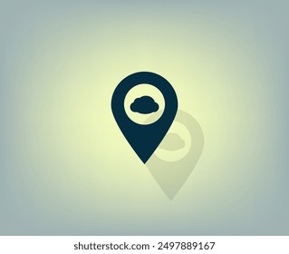 Illustration of an isolated map mark with a cloud icon