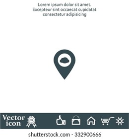 Illustration of an isolated map mark with a cloud icon