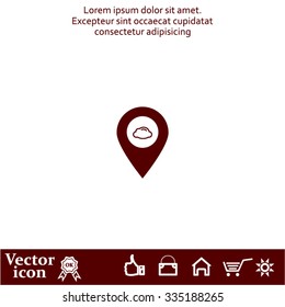 Illustration of an isolated map mark with a cloud icon