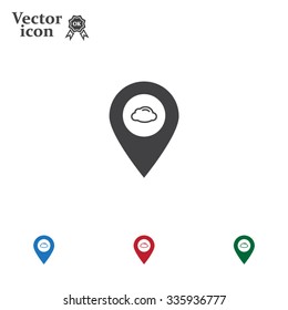 Illustration of an isolated map mark with a cloud icon