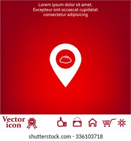 Illustration of an isolated map mark with a cloud icon