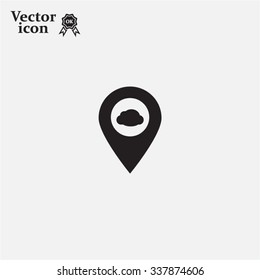 Illustration of an isolated map mark with a cloud icon