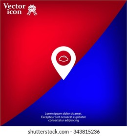 Illustration of an isolated map mark with a cloud icon