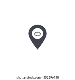 Illustration of an isolated map mark with a cloud icon