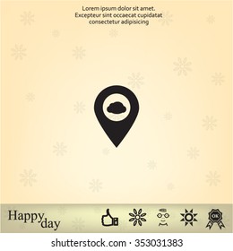 Illustration of an isolated map mark with a cloud icon