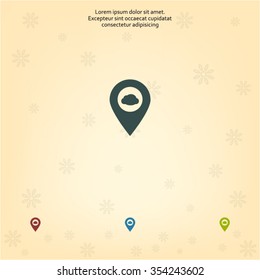 Illustration of an isolated map mark with a cloud icon