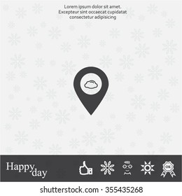 Illustration of an isolated map mark with a cloud icon