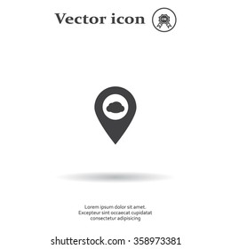 Illustration of an isolated map mark with a cloud icon
