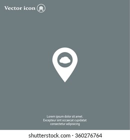 Illustration of an isolated map mark with a cloud icon