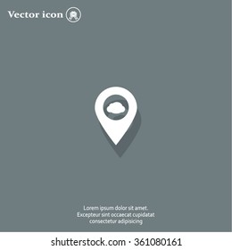 Illustration of an isolated map mark with a cloud icon